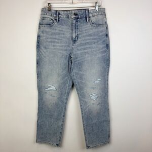 White House Black Market Size 10 Sculpt Straight Crop Jeans Light Wash Distresse